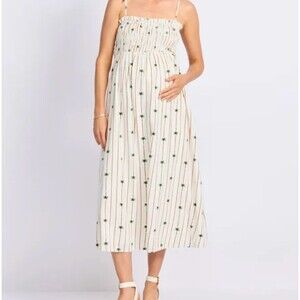 Gilli Amryn Maternity Midi Dress Womens XL Colorful Palm Tree Adjustable Strap